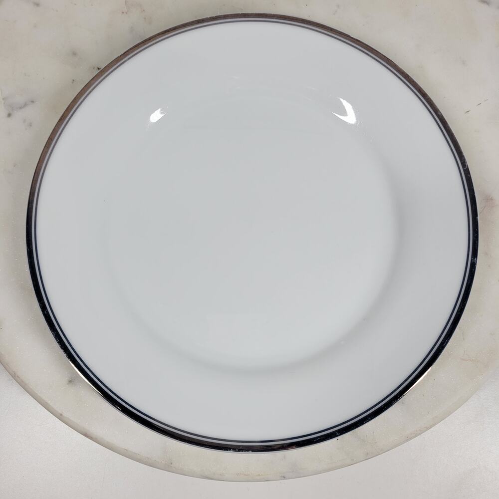 Williams Sonoma Open Kitchen Salad Plate 9" Gold Trim Porcelain 2-Pc Dinnerware